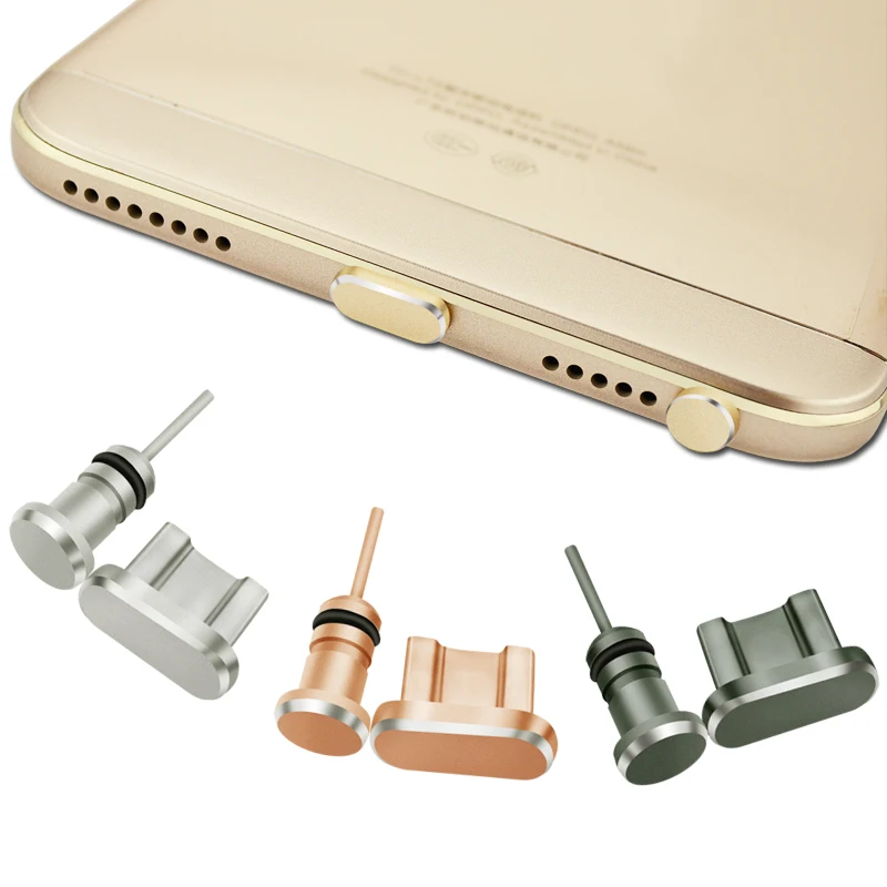 

Metal Micro USB Charging Port + Earphone Port Dust Plug Android Mobile Phone 3.5mm Headset Stopper Retrieve Card Pin