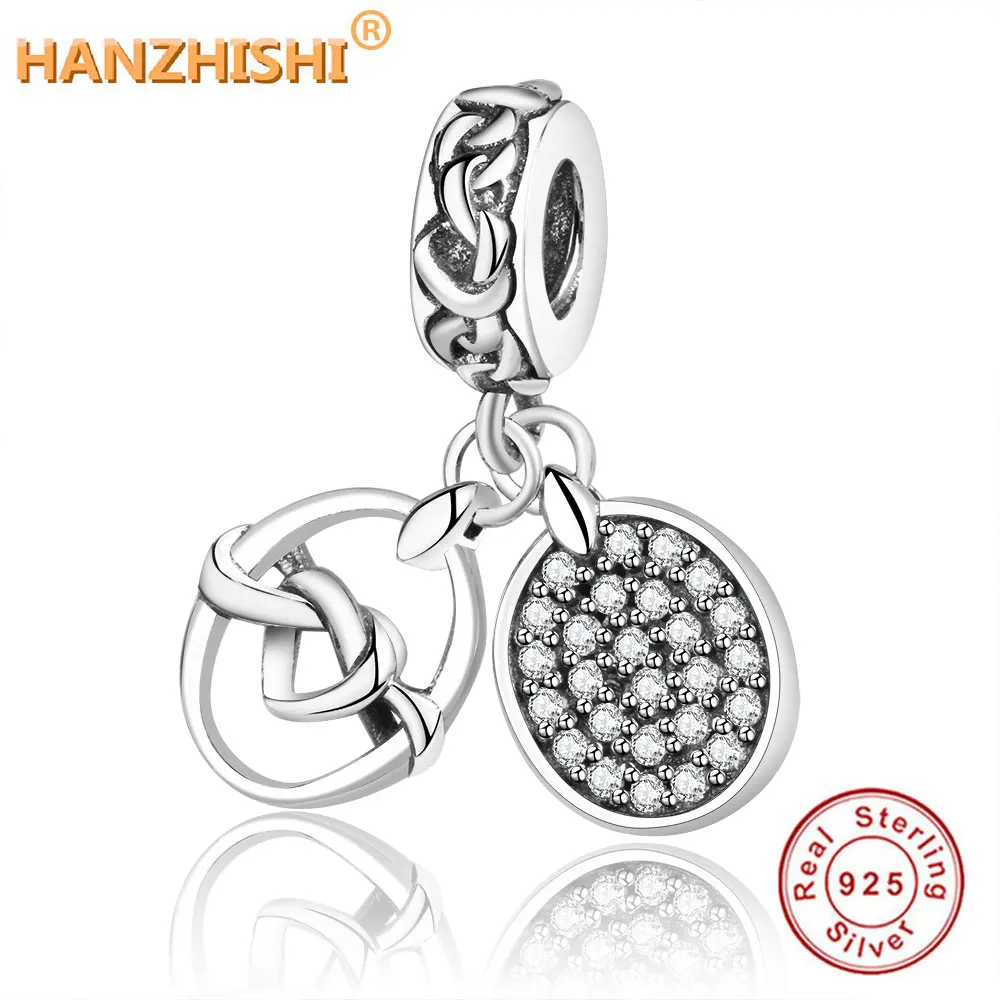 

2020 Mother's Day New 925 sterling silver Beads KNOTTED HEARTS HANGING CHARM Fit Original Pandora Charms Bracelets DIY Pendant