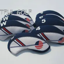 Неопреновая гладильная доска для гольфа набор утюгов два тона Крышка головы с принт в виде американского флага 10 шт./упак. синий белый цвет с цифрами