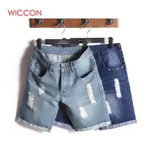 Горячая лето новые мужские модные высококачественные товары для отдыха ковбойские шорты мужские джинсовые шорты с дырками мужские повседневные джинсовые шорты