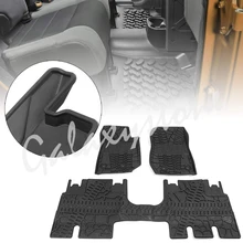 Для Jeep Wrangler JK JKU Резина слякоть КОВРИКИ НАБОР вкладышей комплект из 3 предметов