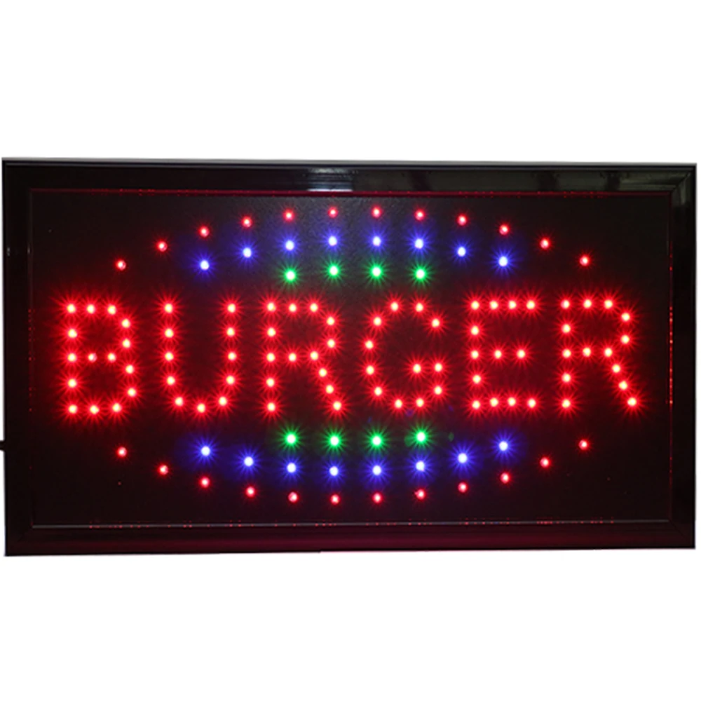 CHENXI 21 стиль Led Burger Shop открытый знак крытый анимированный движение бег 19*10 дюймов Burger магазин еда дисплей рекламный светильник