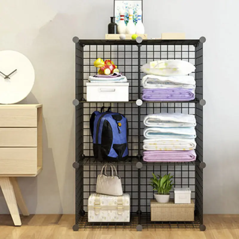 Metal Wire Storage Rack Organizer 9 cubes Shelves Rack DIY Book Rack in