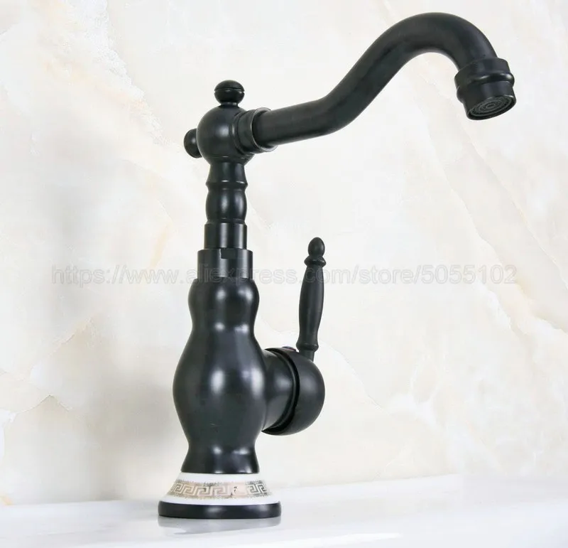 Bathroom Faucet Oil Rubbed Bronze Basin Faucet Deck Mounted Single Handle Single Hole Hot And Cold Water Tap znf659