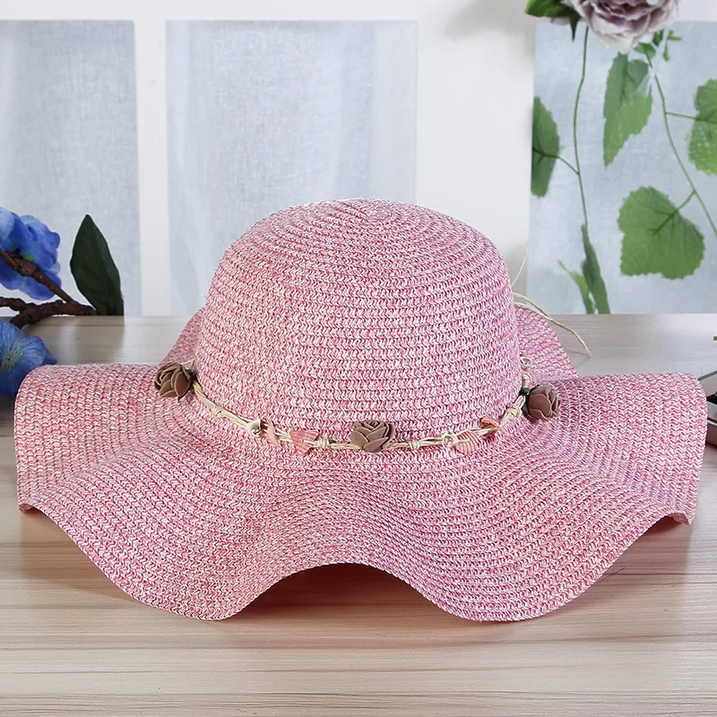 Шляпы от солнца для женщин индивидуальный сладкий широкий Sombrero Mujer Brim сплошной цвет Декор дышащая волнистая форма полями