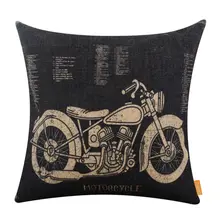 LINKWELL 45x45cm Vintage Black Motorcycle Patent Man Cave Throw Pillowcase Cushion Cover Creative Decoration for Sofa Car Covers