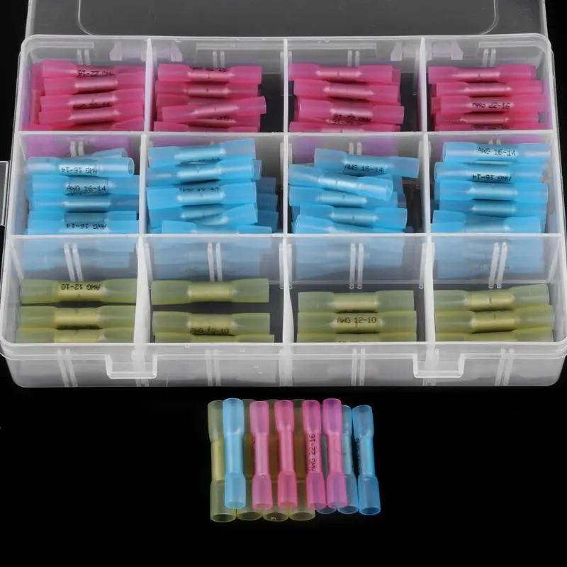 

200pcs Waterproof Solder Seal Heat Shrink Butt Connectors Electrical Wire Splice Cable Crimp Terminals Connectors