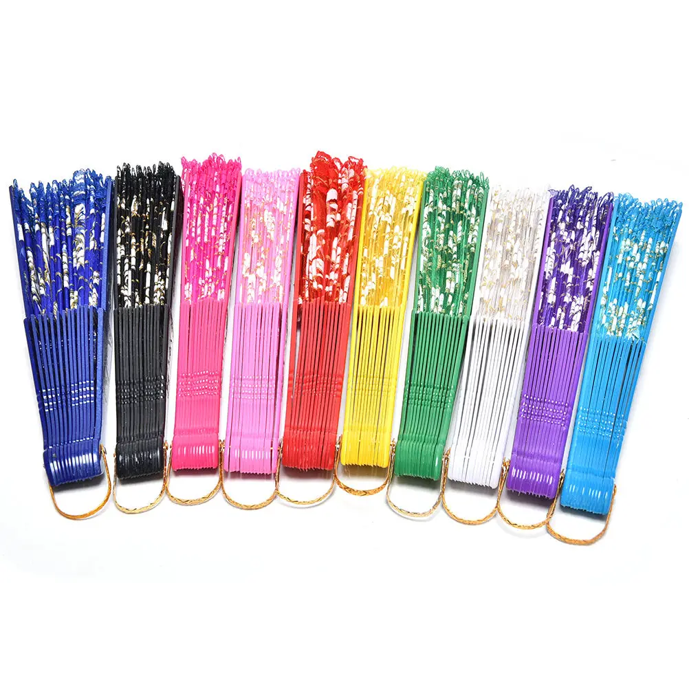 

10 Colors Lace Spanish Fabric Silk Folding Hand Held Dance Fans Flower Party Wedding Prom Dancing Summer Fan Accessories