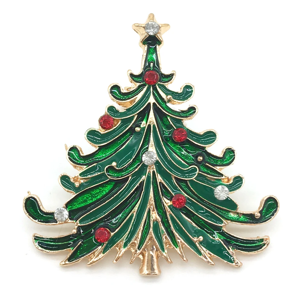 New Brooch Christmas Tree Brooches Charm Rhinestone Brooch Pin for
