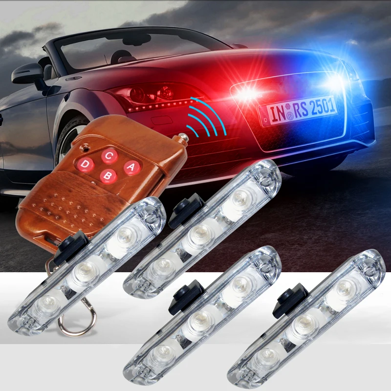 Беспроводной дистанционного 4x3led автомобиль скорой помощи полиции светильник AC/DC