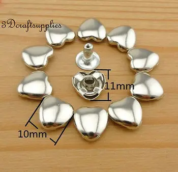

rivets leather rivet bag clothing shoes heart studs 100 sets 10 mm nickel G49