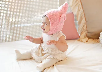 

Toddler girl hat baby winter hat for newborn photography props pink color high quality yarn
