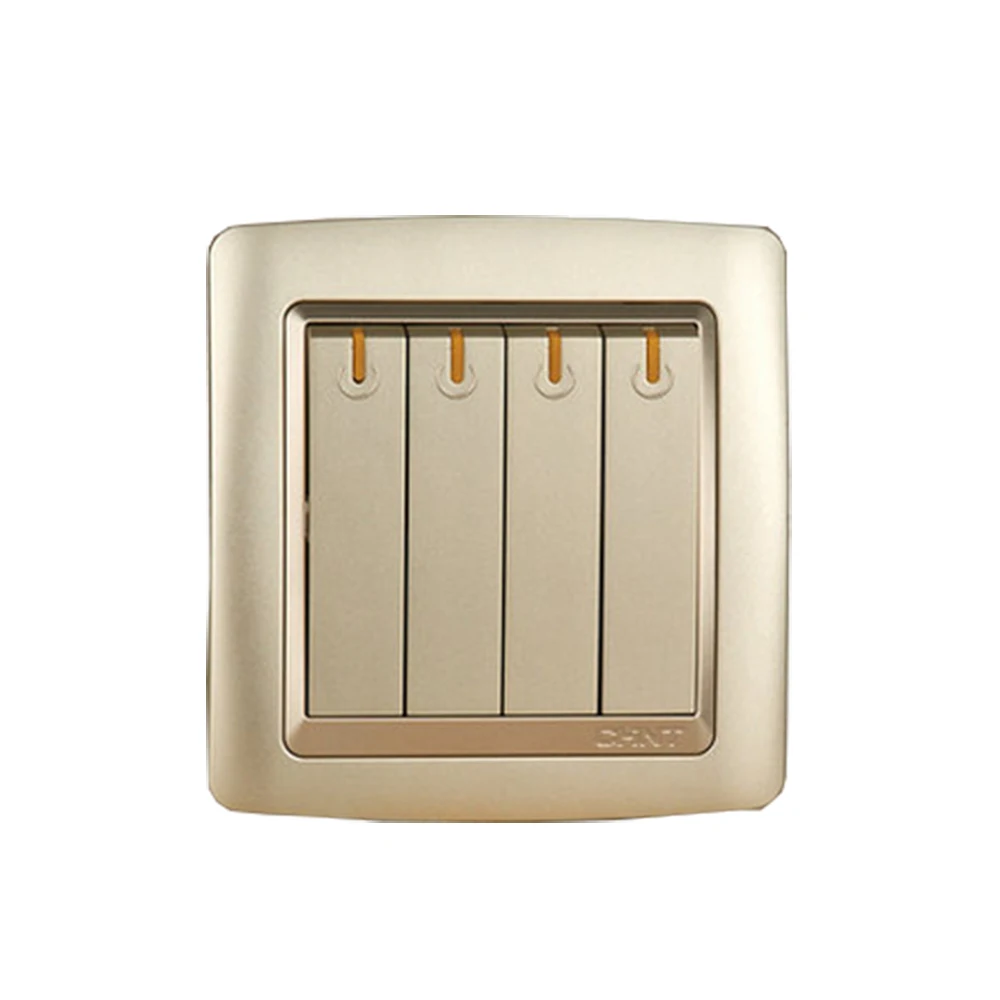 

CHINT NEW2K Series Wall Switch Socket Light Champagne Gold Four Gang One Way