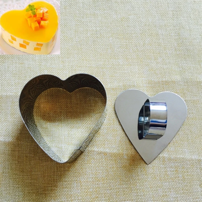 1pc Heart Shaped Mousse Ring Bakeware Stainless Steel Cake Mold Mould