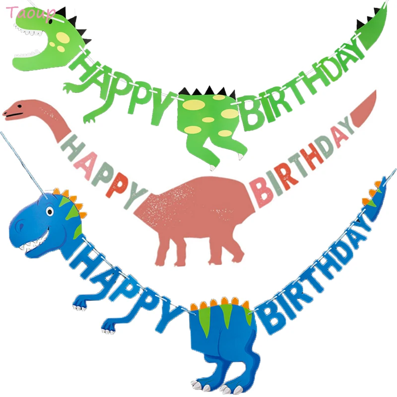 Taoup веселый динозавр плакат "с днем рождения" ткань Джунгли сафари вечерние поставки флаги и растяжки на день рождения джунгли динозавров вечерние Декор