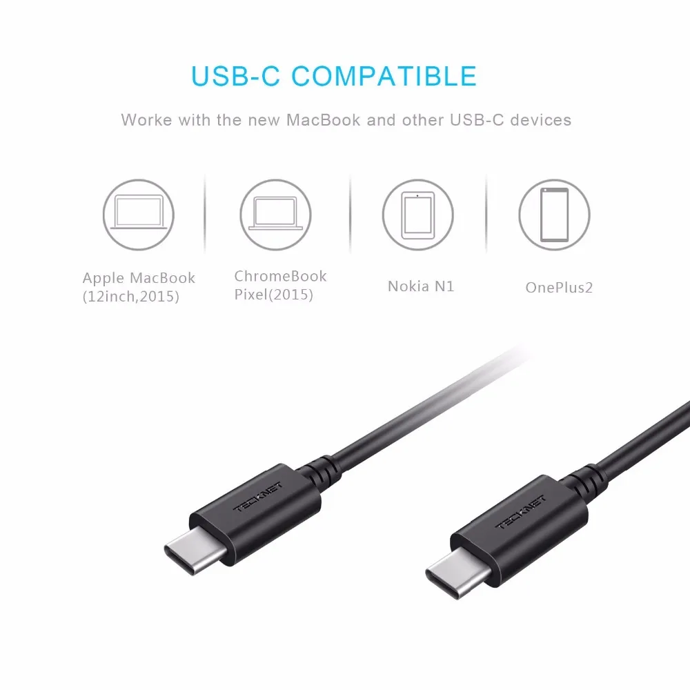 Tecknet usb type C кабель для быстрой зарядки usb type-C для Xiaomi mi 4C mi 5 4S OnePlus 2 Nexus 5X6 P кабель для мобильного телефона