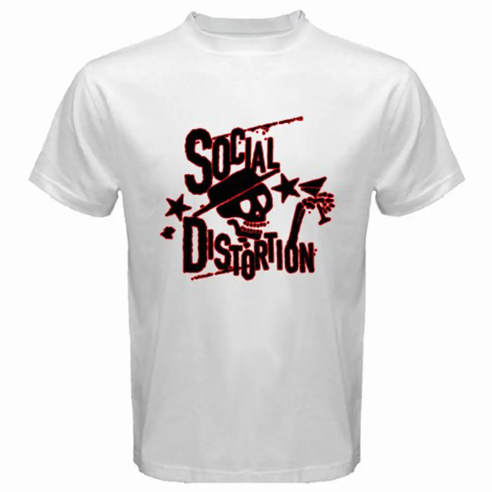 Fashion Classic Men's Short New SOCIAL DISTORTION Punk Rock Band Retro White T-Shirt Size S to 2XL Zomer O-Neck T Shirts | Мужская