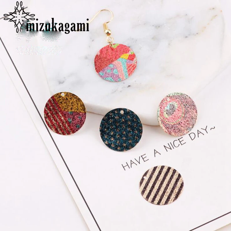 

Round Metal Copper Colourful Charms Pendant 20MM 10PCS/lot For DIY Fashion Earrings Jewelry Making Accessories