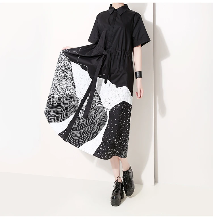 New Fashion Style Sash Lapel A-Line Casual Dresses Fashion Nova Clothing