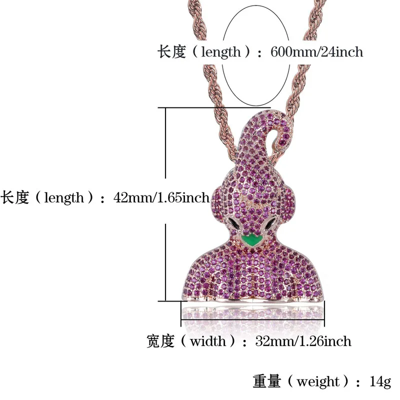 Дракон шар мультфильм характер дьявол Буу личность кулон микро-цирконовая инкрустация хип-хоп ожерелье