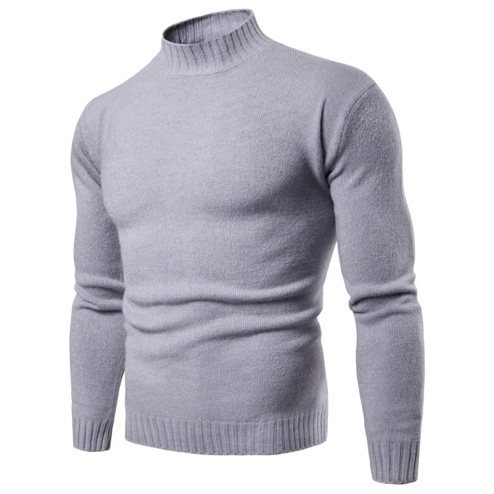 

Dropshipping Mens Sweaters 2018 Winter Solid Color Turtleneck Sweater Men Clothing Brand Knitted Pullover Men Sweater pull homme