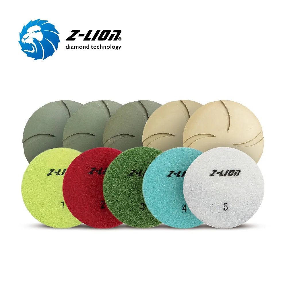 

Z-LION 3/6/9pcs 4" Floor Polishing Pad Marble Polishing Disc 5 Steps Wet Used Resin Bond Diamond Grinding Disc For Marble Stone