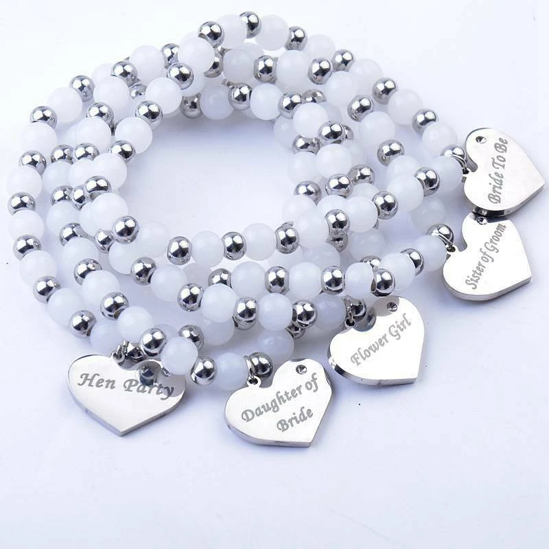 HEN PARTY BRACELET AND HAIR TIE GIFT BRIDE TRIBE TEAM BRIDE HEN OR HEART CHARM
