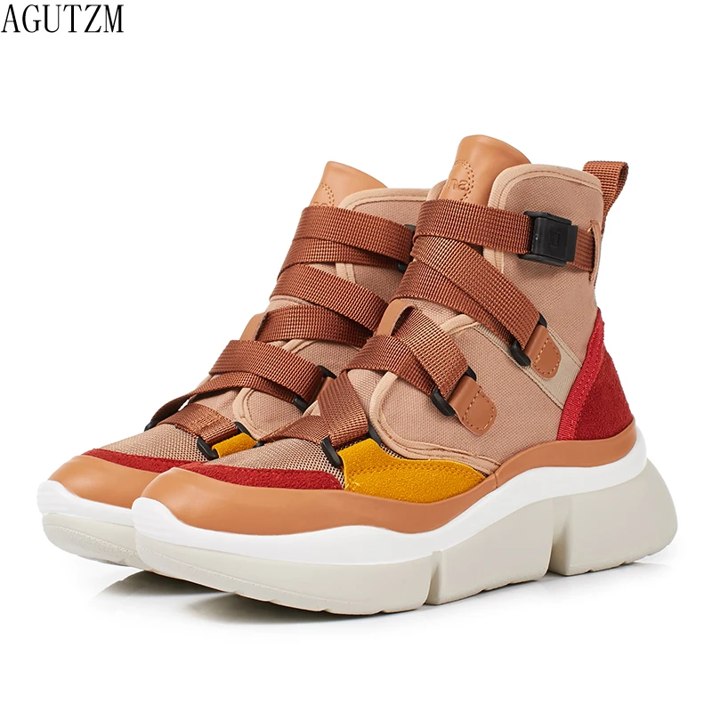

women casual shoes 2018 Cross-tied Women Ankle Boots Slip on Platform Motorcycle Ankle Boots Winter Wedges Shoes Woman w605