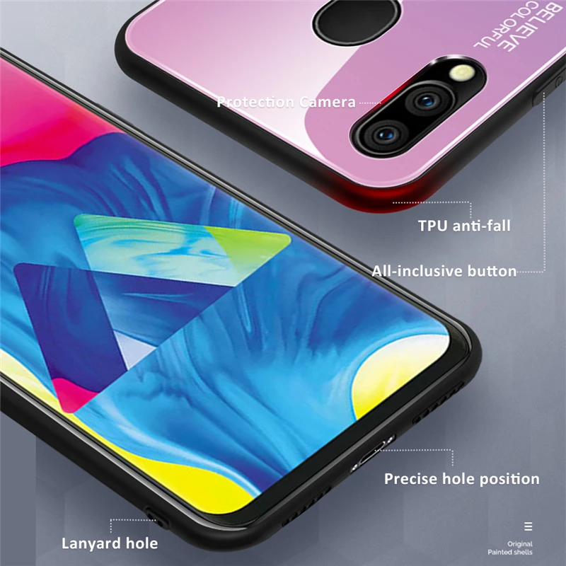 Case For Samsung Galaxy A40 A50 A30 Gradient Tempered Glass Case For Samsung Galaxy A60 A70 M20 S10e Tempered Glass Phone Case Case For Samsung Galaxy A40 A50 A30 Gradient Tempered Glass Case For Samsung Galaxy A60 A70 M20 S10e Tempered Glass Phone Case