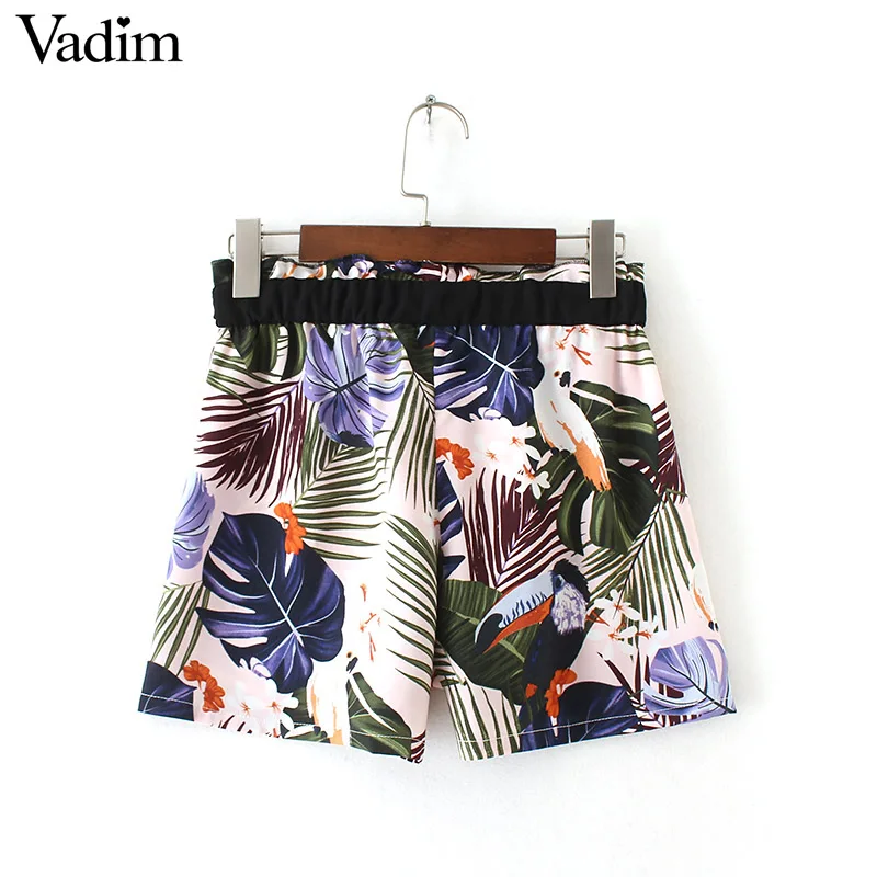 Женское элегантное платье vadim birds leaves, шорты с принтом на завязках, женские летние повседневные брендовые шорты pantalones cortos DK371