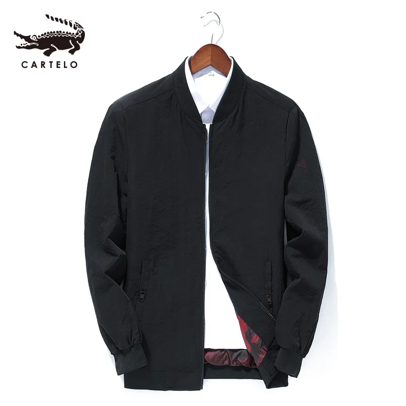 Cartelo мужская деловая Повседневная куртка весна осень верхняя одежда с воротником пальто для мужчин 9031 - Цвет: Черный