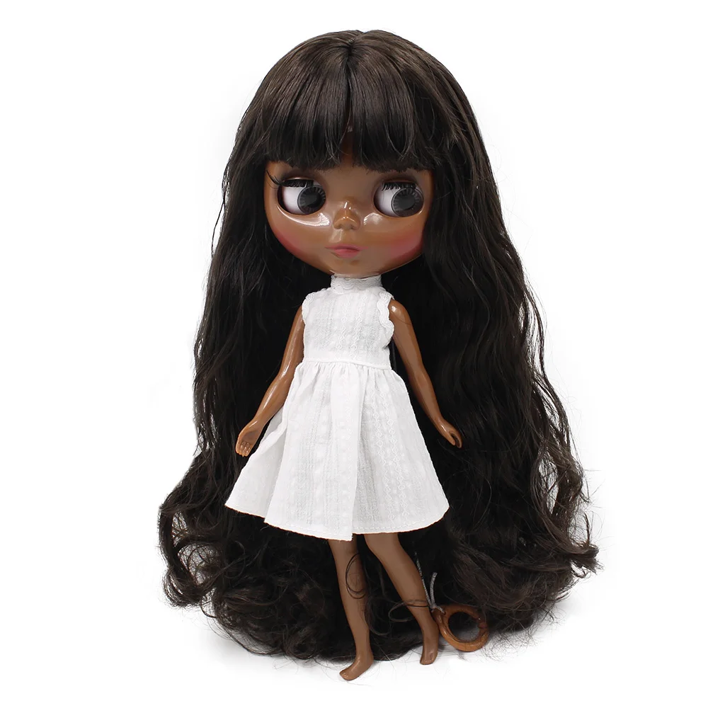 

Normal Body ICY Nude Blyth Doll Super BLACK darkest skin No. BL950 Black hair with bangs free shipping