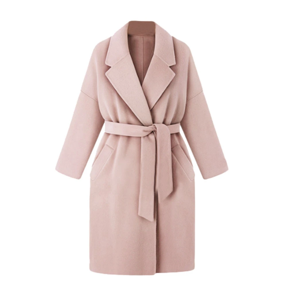 JAYCOSIN, новая модная теплая зимняя одежда, Женское шерстяное пальто с лацканами, плащ, свободное кружевное пальто, верхняя одежда, 18OCT25 - Цвет: PK
