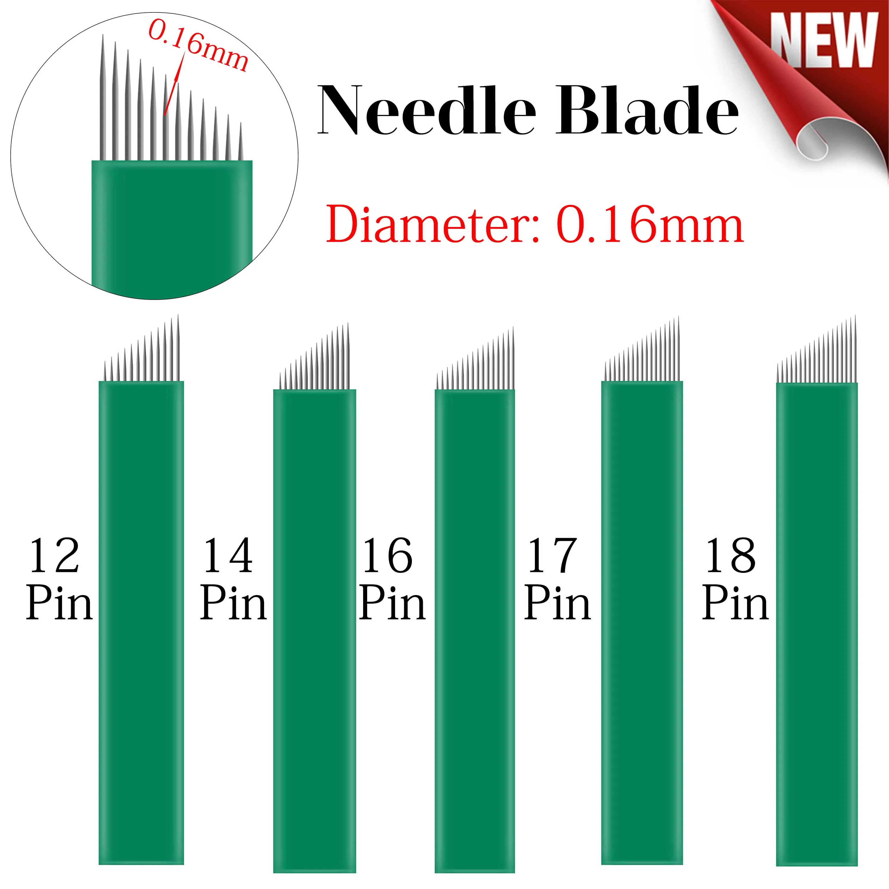 

The newest nano Laminas Tebori 0.16mm Microblading Needles 12pins Tattoo Needles for Permanent Make up Green Blade Manual Pen