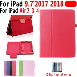 Для apple ipad mini 1 2 3 4 pro 11 чехол Авто Флип личи из искусственной кожи крышка для ipad 2, 3, 4 Air 1 Air 2 держатель Folio Case