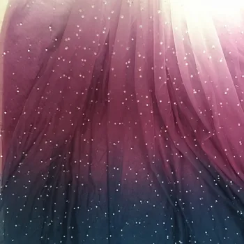 

2019 New Fashion Gradient Mesh Fabric Pearl Yarn Soft Tulle Soft Pettiskirt Veil Ball Gown Tutu Polyester Gauze Fabric