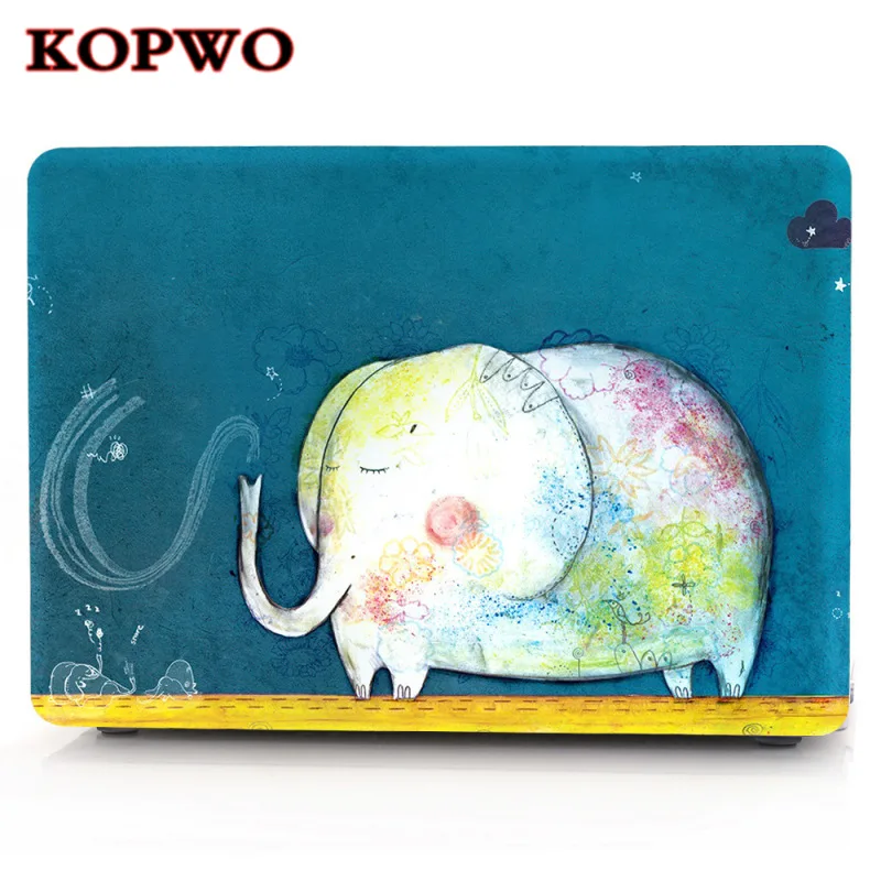 

KOPWO Elephant Notebook Protective Cover for MacBook 11 12 13 15 Air Pro Retina Animal Dragon Dog Laptop Shell Case A1932 A1398