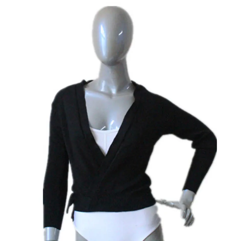 Розничная оптом черная балетная обертка свитер для дам/черные танцевальные свитера для дам - Цвет: Black
