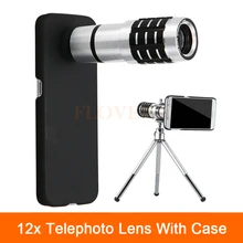 12X зум оптический телескоп телеобъектив для iphone 4 4S 5 5S 6 6 S 7 Plus Чехол телефон объективы для фотокамер комплект с Зажимы штатив