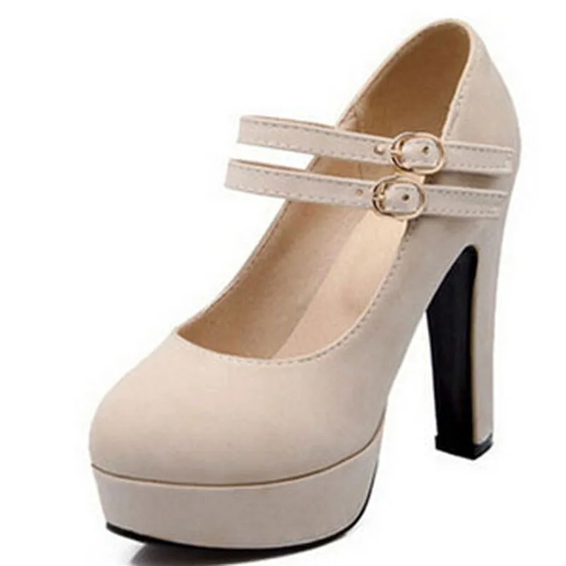 

ENMAYES Hot! Mary Janes 2015 Sexy Fashion High Shoes Women Wedding Shoes Round Toe Platform Pumps Shoes Size34-37  Women Pumps