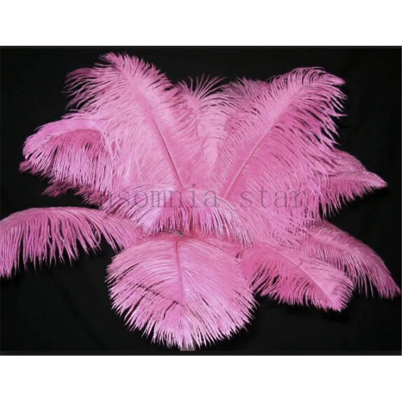 

100pcs big pole 100% natural Ostrich Feather 20-80CM/8-32Inch dyed pink for party mask headdress clothing accessories