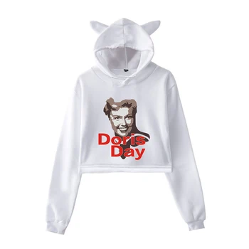 

2019 American singer and movie actor Doris Day print fashion trend sala Cat Crop Top Women Hoodies Sweatshirt Sexy hot clothes