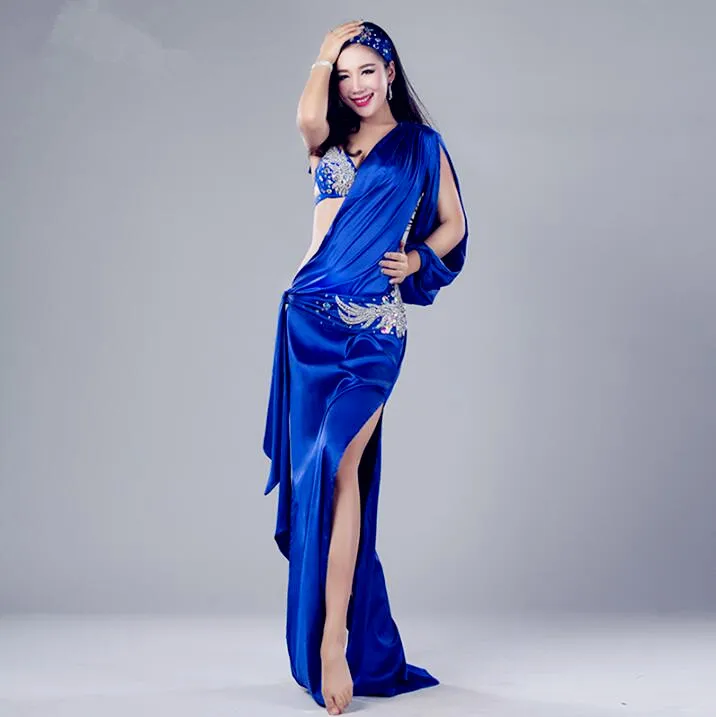 

Elegant 5 Piece Women Oriental Dance Stage Performance Show Wear Handmade Luxury Bellydance Costume Korea Hot Sell Royal Blue
