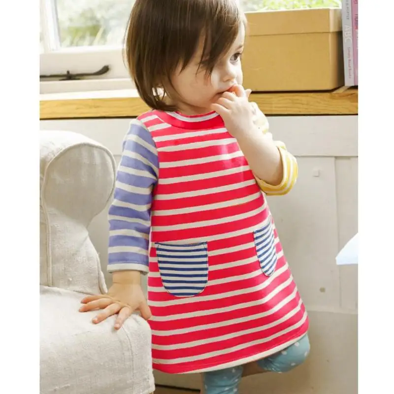 Long Sleeve Stripe Dress Baby Girls Clothes 2018 Brand Winter Kids Dresses for Girls Princess Dress Baby Girl Christmas Dresses