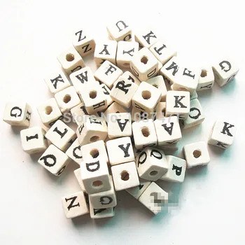 

wholesale set of 1000pcs 8mm square shape letter wood beads with a hole for jewelry fitting diy accessories charm pendant