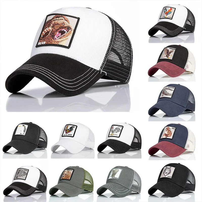 

2019 Fashion Animals Baseball Caps Embroidery Men Women Unisex Snapback Hip Hop Hat Summer Breathable Mesh Sun Gorras Bone