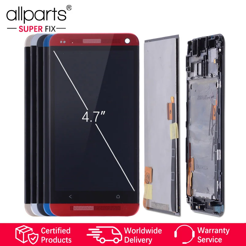 

ORIGINAL 801e Single SIM 4.7'' for HTC One M7 LCD Display Touch Screen Digitizer Assembly with Frame For HTC One M7 Display