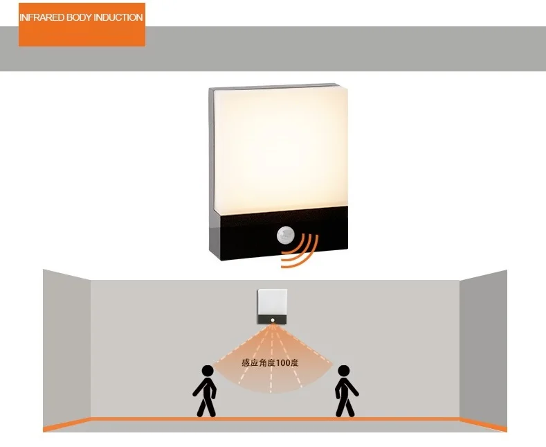 Conduziu a Luz da Parede Sensor de Movimento à Prova Água ao ar Lâmpada de Parede Moderno Dwaterproof Livre Varanda Ip65 Portão Pátio Jardim Corredor 220 v Luzes 18 w 16 Luminárias de parede externas