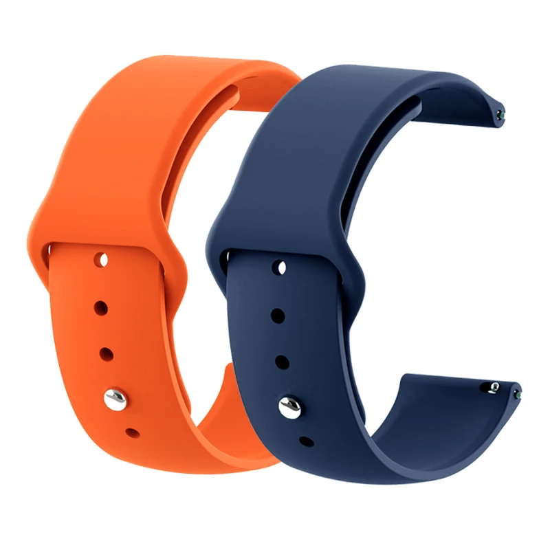 18 мм 20 мм 22 мм 2 шт силиконовый ремешок для часов gear S2 ремешок для samsung gear S3 Classic Frontier Galaxy Watch Amazfit Bip браслет - Цвет ремешка: Orange Navy