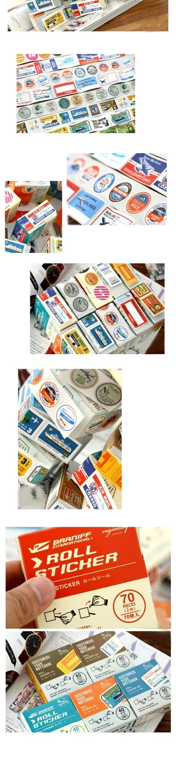Wholesale 10Pcs/Lot Vintage Boxed Pull Type DIY Sticker Customize Your Notebook Travel Stickers Stationery School Supplies H0183